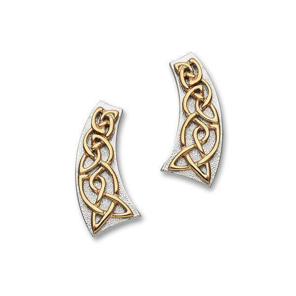Ortak Sterling Silver & Gold Celtic Earrings - E1061-Ogham Jewellery