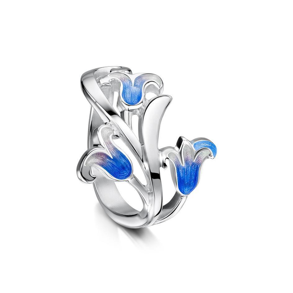 Sheila Fleet Silver And Enamel Bluebell Ring - ER241-Ogham Jewellery