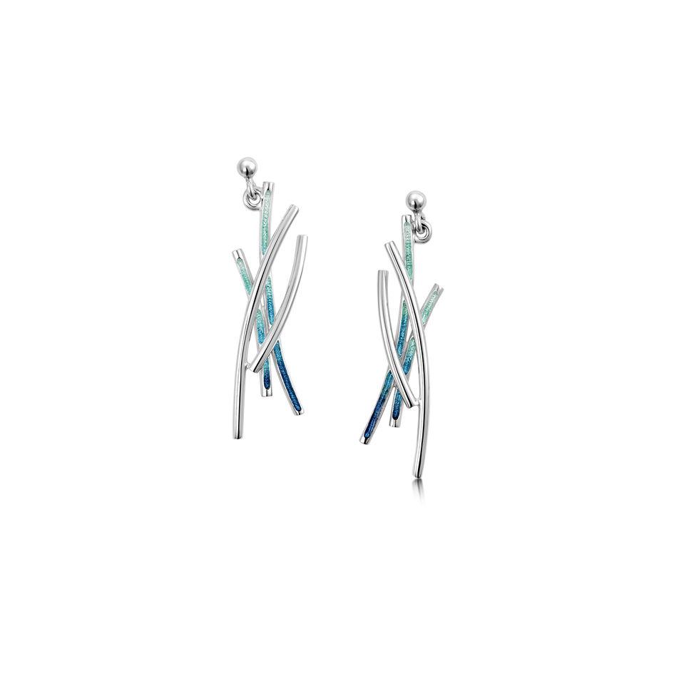 Sheila Fleet Silver and Enamel Grasses Earrings - EEX186-Ogham Jewellery