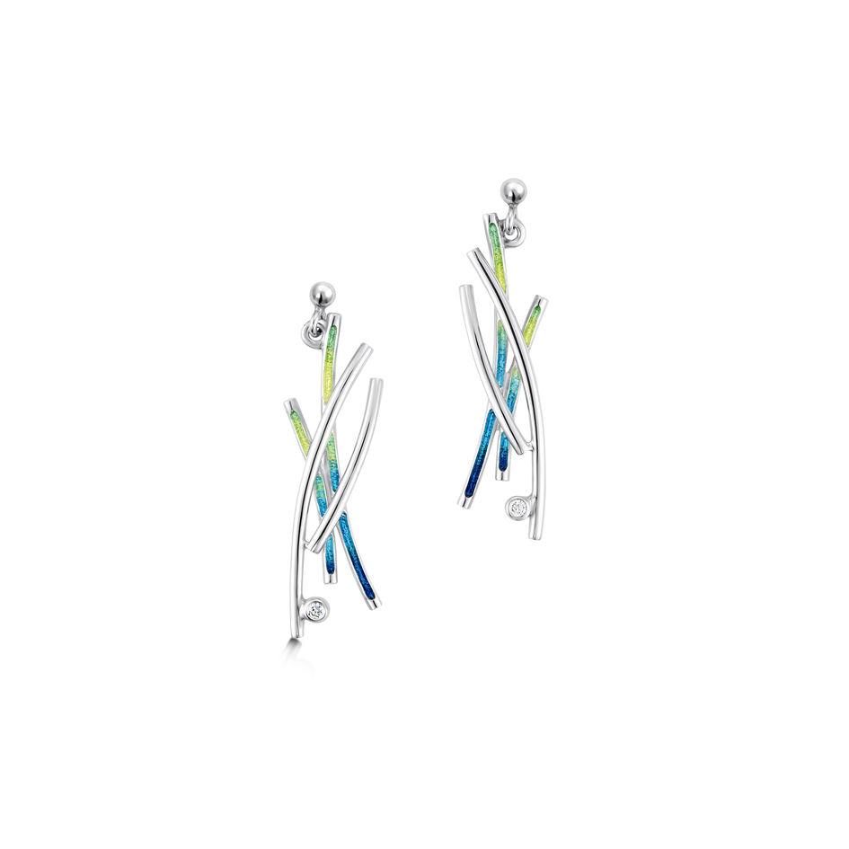 Sheila Fleet Silver and Enamel Grasses Earrings - ESEX187-Ogham Jewellery