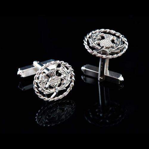 Shetland Silver Thistle Cufflinks C323-Ogham Jewellery