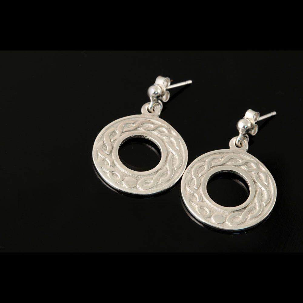Shetland Sterling Silver Or Gold Full Circle Celtic Knotwork Earrings - E603-D-S-Ogham Jewellery