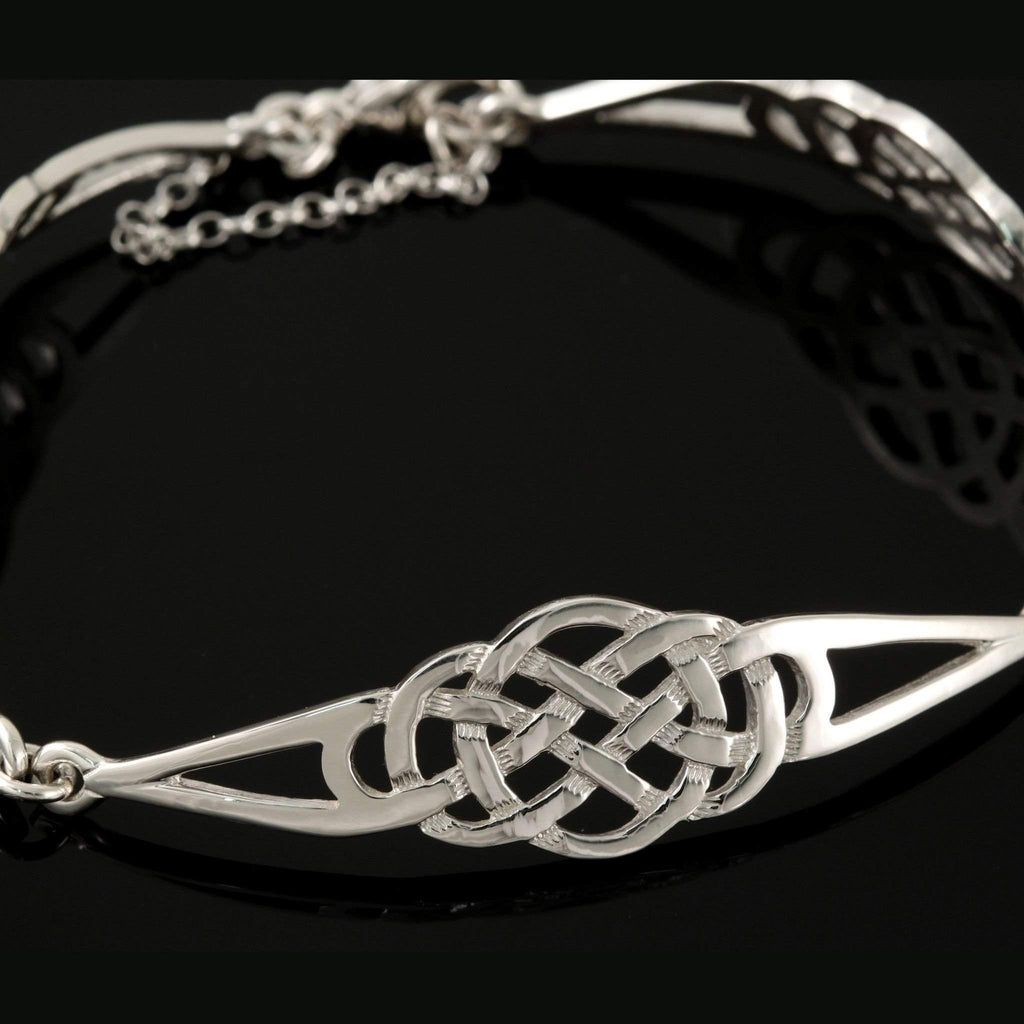 Shetland Sterling Silver Or Gold Three Celtic Knot Bracelet - BR472-s-Ogham Jewellery