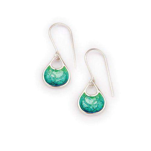 Silver and Enamel Water Drop Earrings EE419-Ogham Jewellery