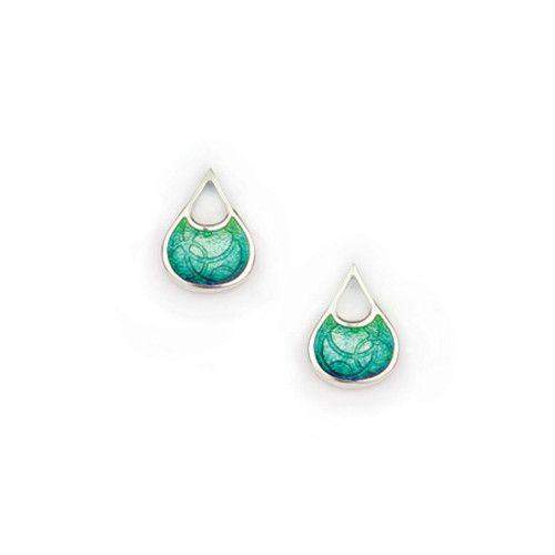 Silver and Enamel Water Stud Earrings (3 colours) EE420-Ogham Jewellery