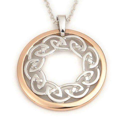 Silver with Yellow or Rose Gold Celtic Pendant - P577-Ogham Jewellery
