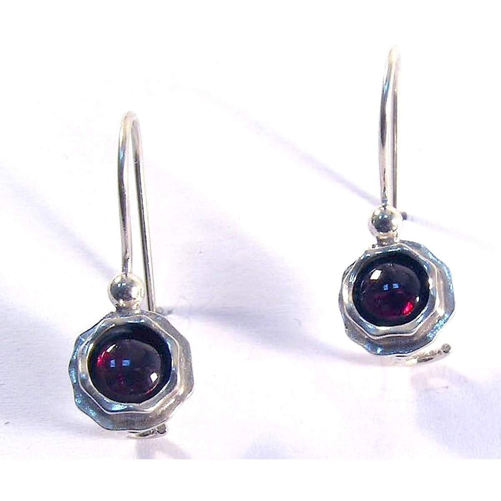 Sterling Silver And Garnet Catch Earrings- E2543-Ogham Jewellery