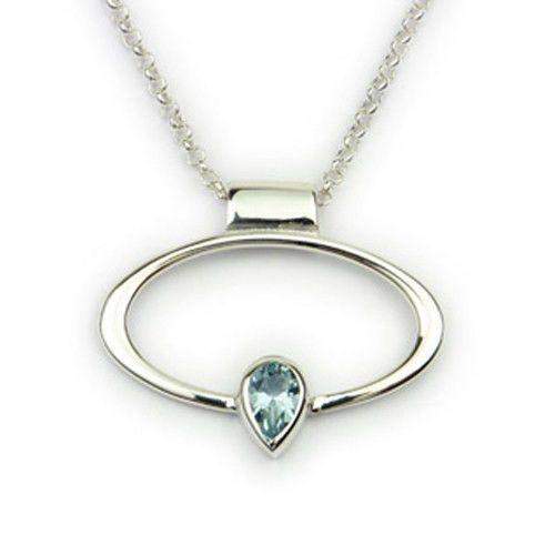 Sterling Silver & Aquamarine Pendant - CP303-Ogham Jewellery