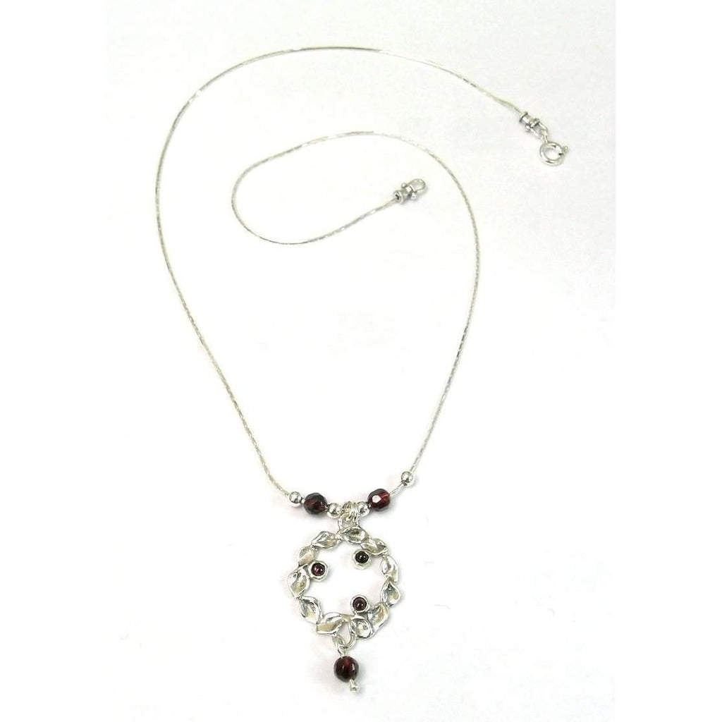 Sterling Silver & Garnet Pendant - N6012-Ogham Jewellery