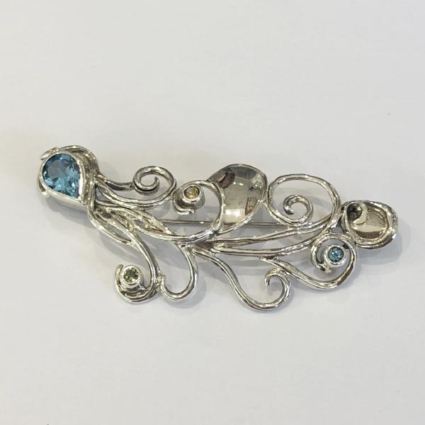 Sterling Silver Gemstone Brooch M457-Ogham Jewellery