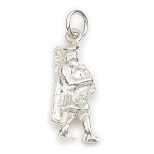 Sterling Silver or 9ct Gold Bagpiper Charm - C18 ORT-Ogham Jewellery