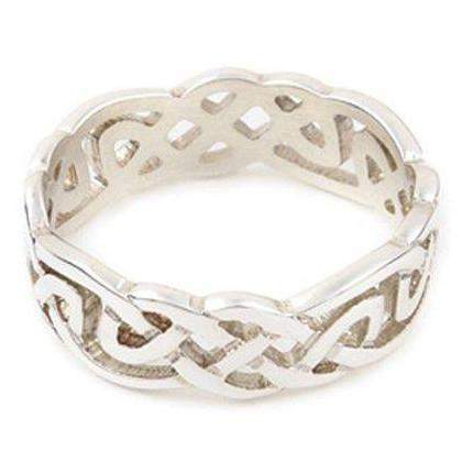 Sterling Silver or Gold Celtic Ring - XXR129 - 8mm - Large Sizes-Ogham Jewellery