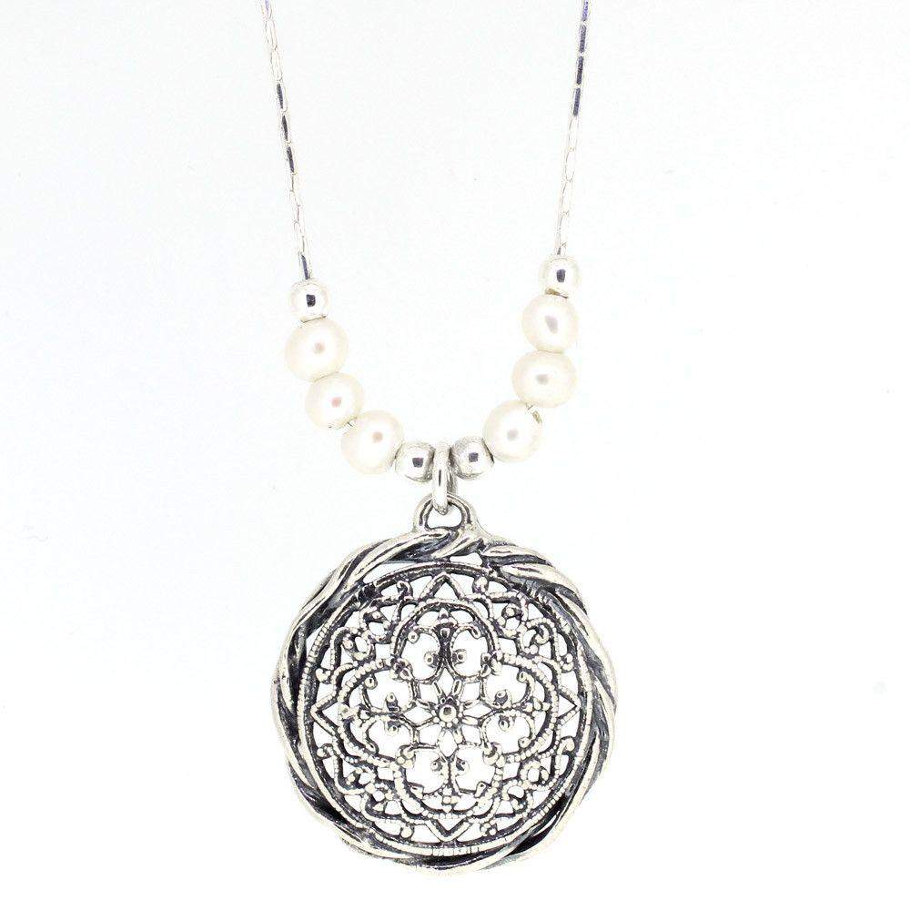 Sterling Silver & Pearl Pendant - N9310-2-Ogham Jewellery