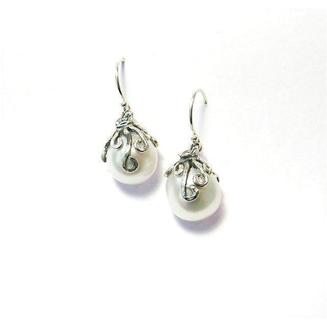 Tamir Zuman Silver And Pearl Earrings -E9558B-Ogham Jewellery