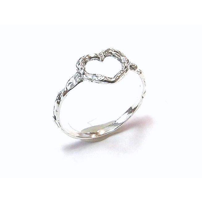 Tamir Zuman Silver Textured Heart Ring - R9335-Ogham Jewellery