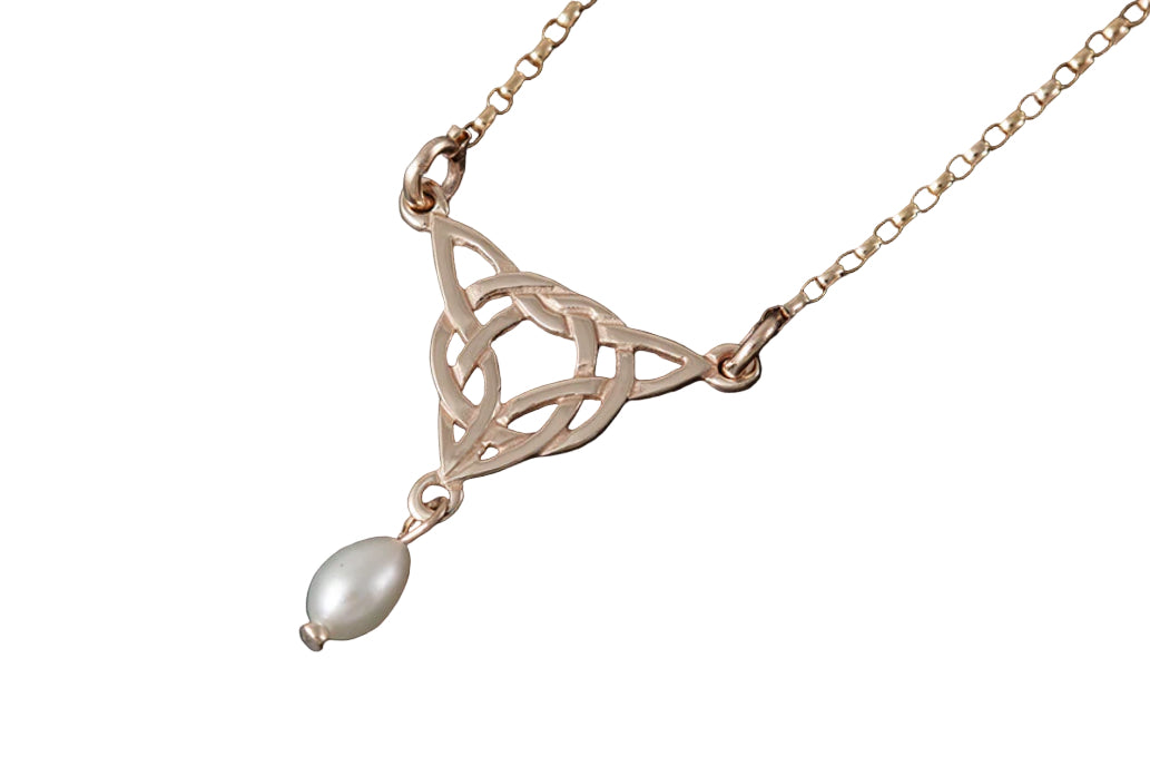 Silver or Gold Celtic Pearl Necklace - HP192- Shetland