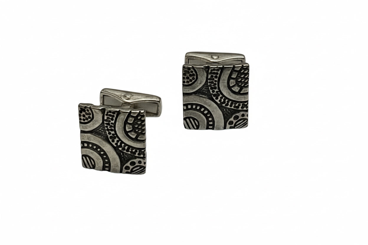 Silver Textured Cufflinks - 194422 Tokash