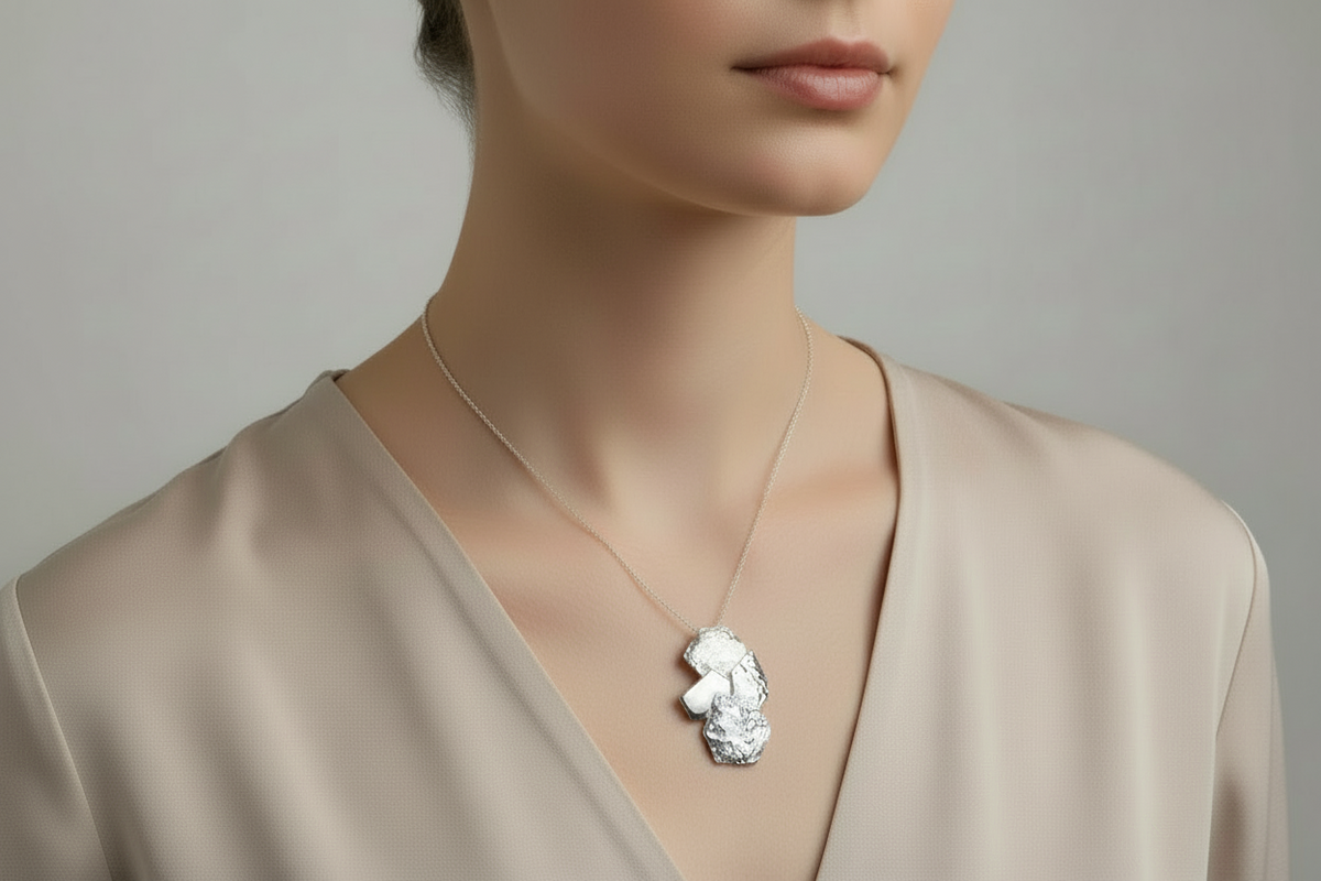 Chris Lewis Sterling Silver Pavement Pendant