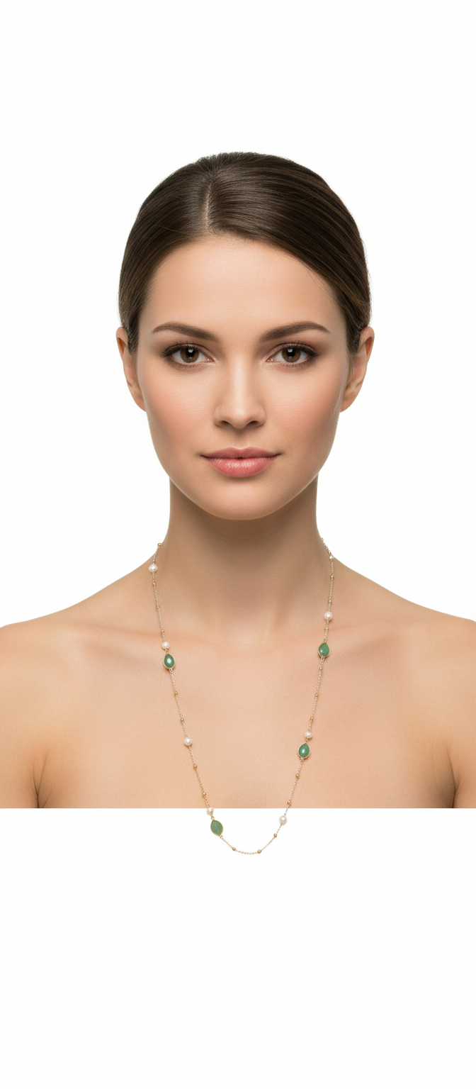 Fashion Gold Coloured  Chrysoprase Necklace.