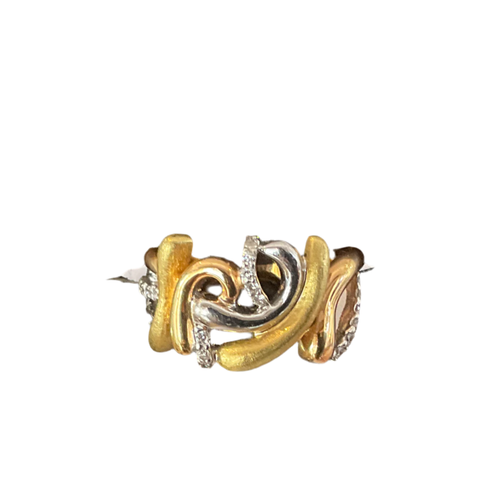 18ct White Yellow & Rose Gold & Diamonds Designer Ring