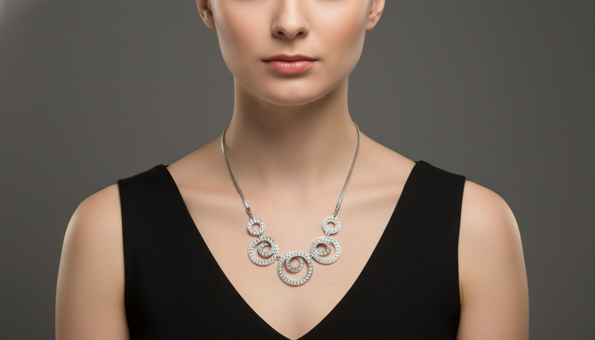 Fashion Jewellery Sparkly Silver Coloured Necklace