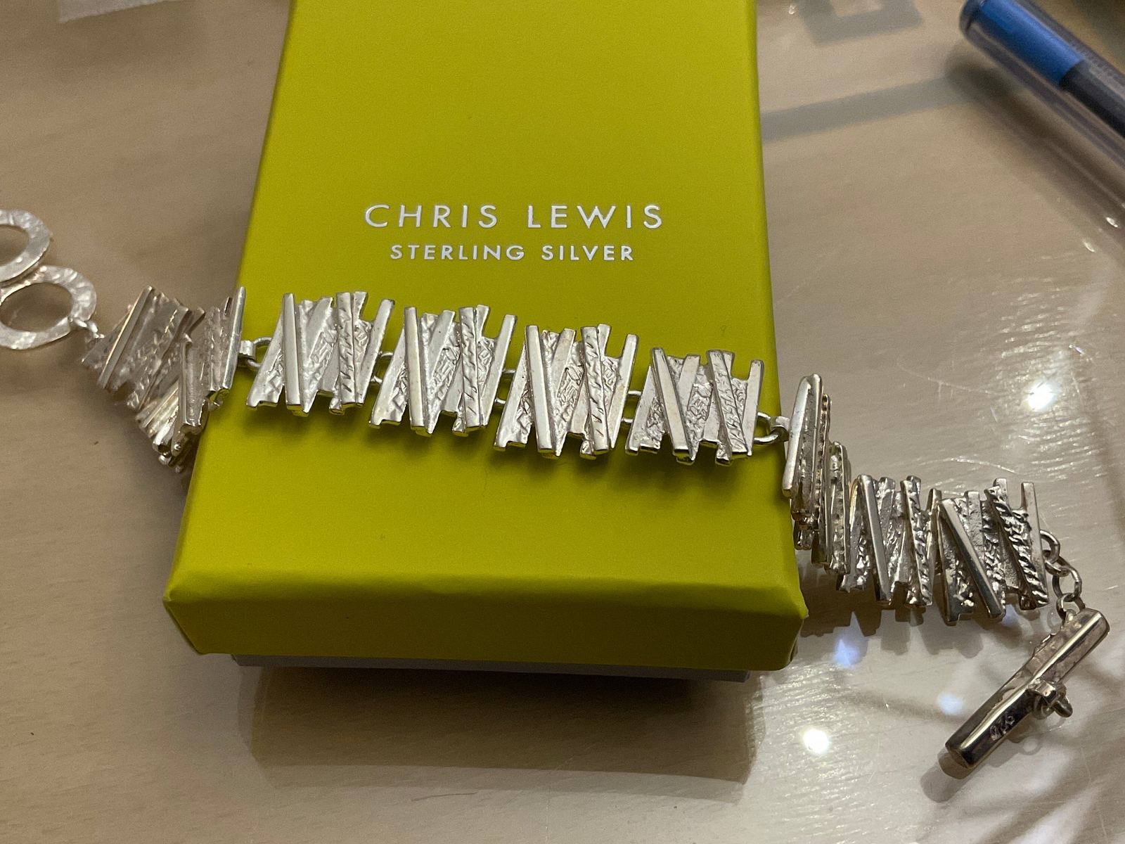 Chris Lewis Sterling Silver Tartan Bracelet -