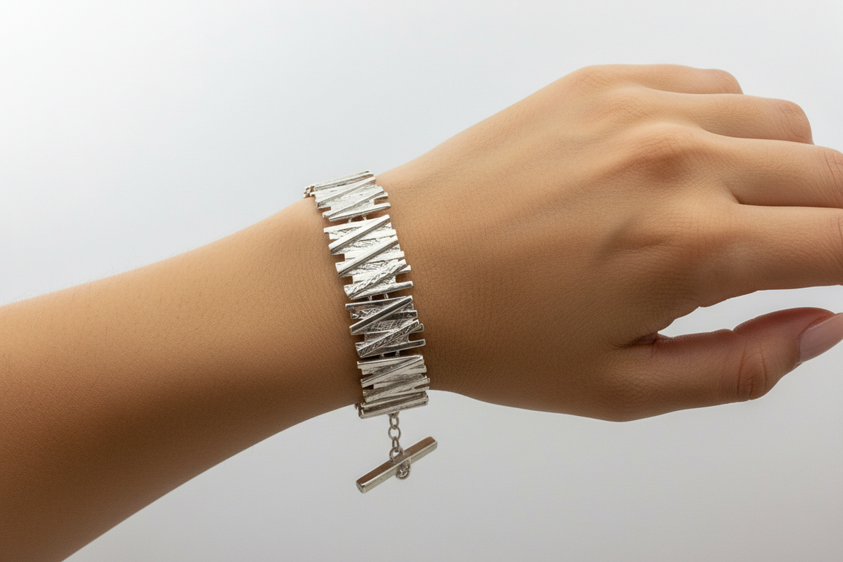 Chris Lewis Sterling Silver Tartan Bracelet -