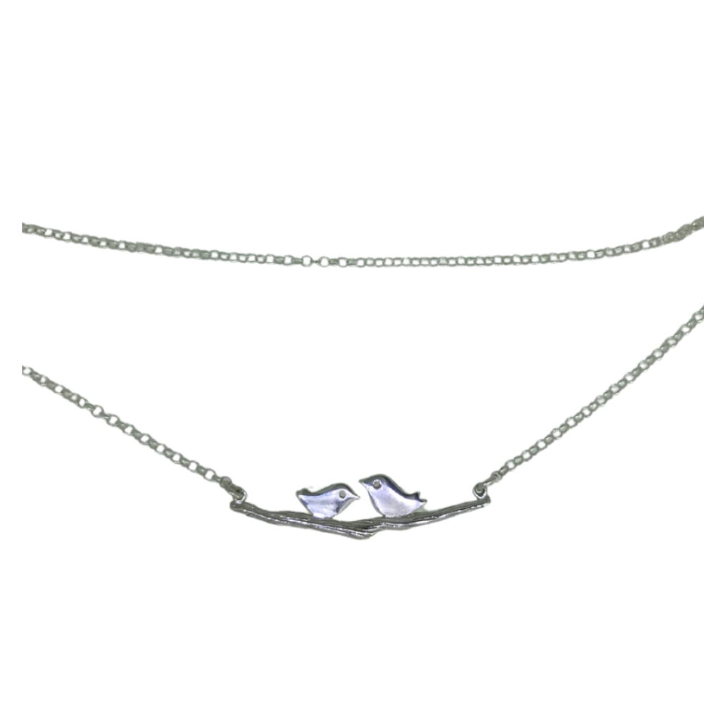 Little Brds on A Branch silver necklace 700550