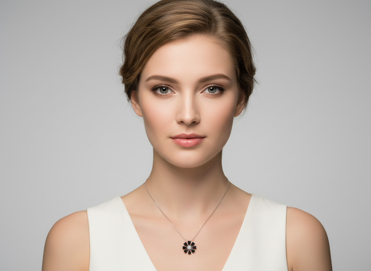 Titanium Silver And Silver Little Flower pendant.Annabel.P272