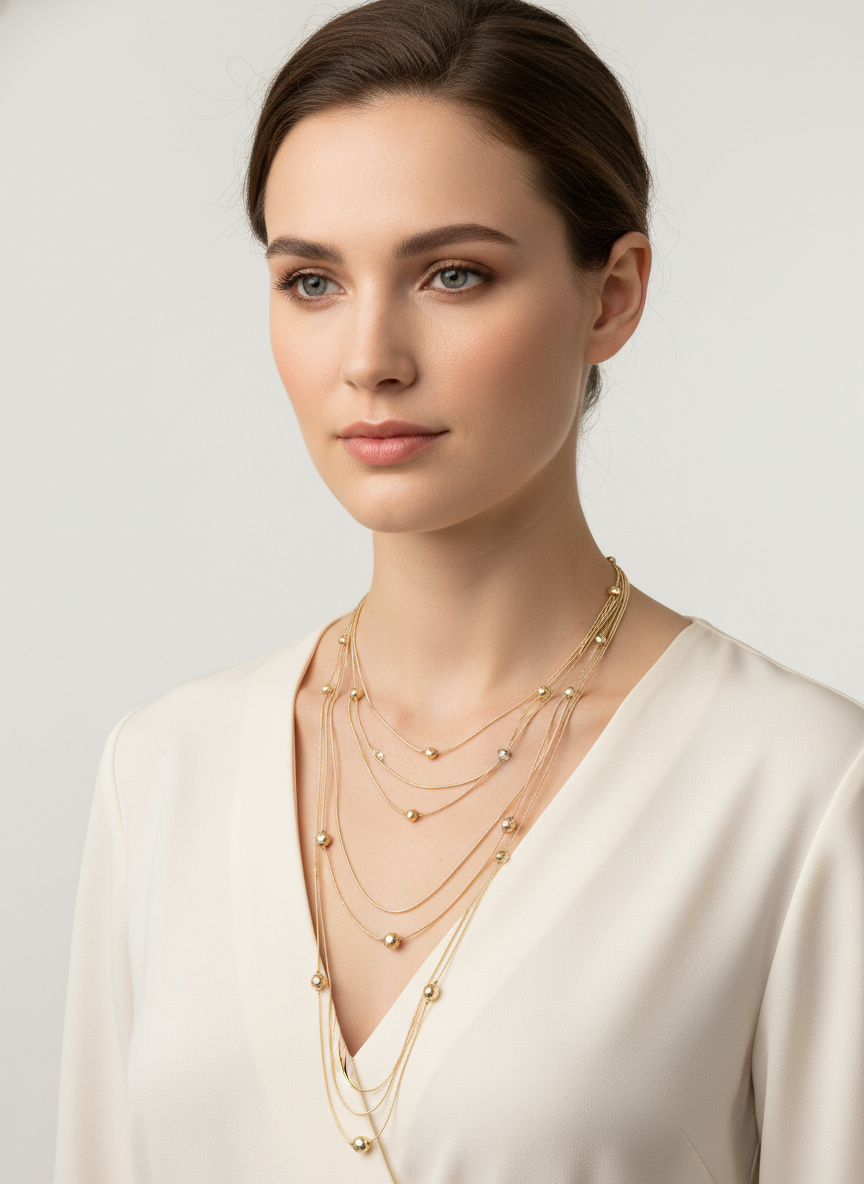 Fashion Jewellery Long Layered Necklace