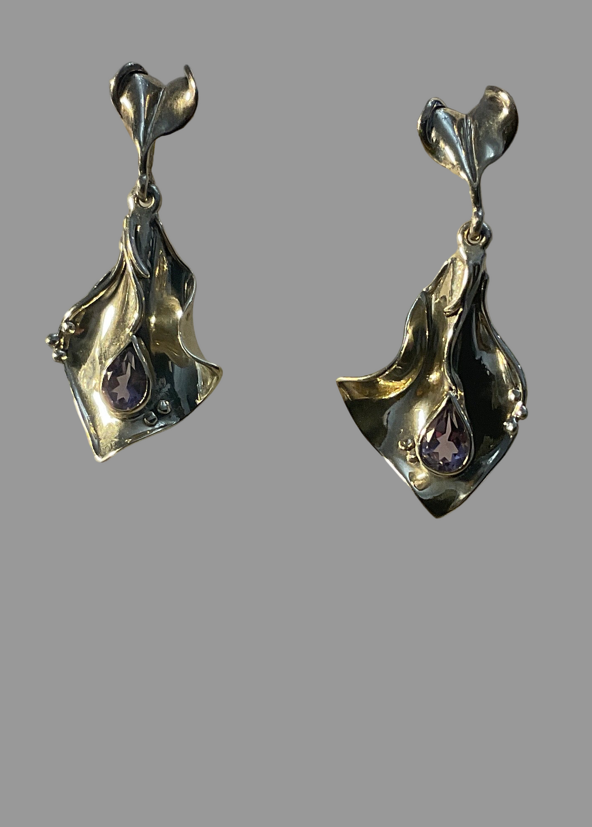 Silver And Amethyst Drop Earrings
