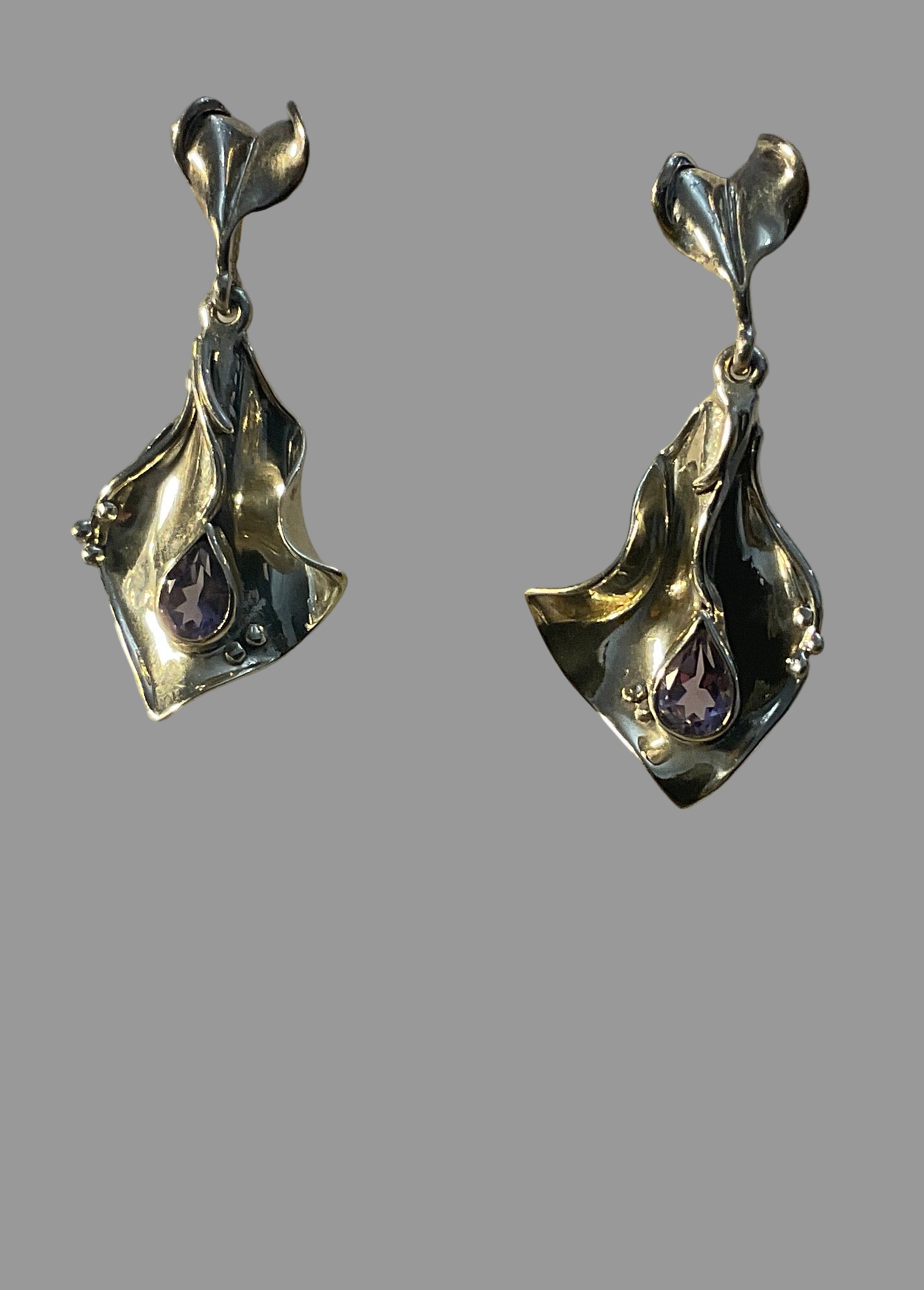 Silver And Amethyst Drop Earrings