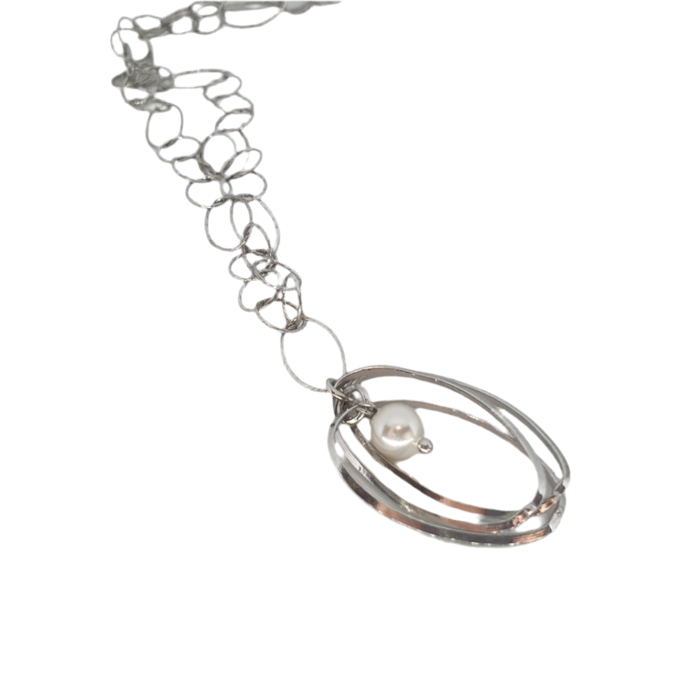 Designer Sterling Silver and Pearl Necklace