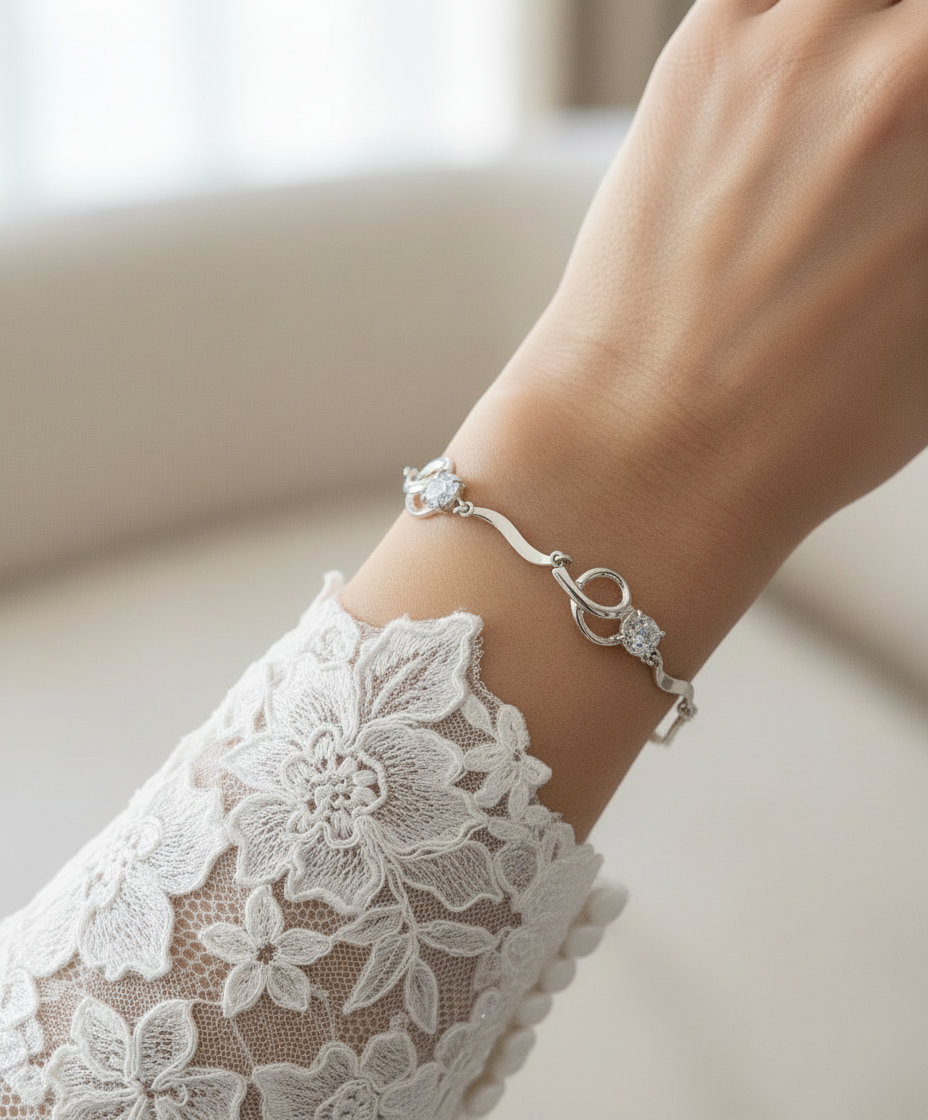 Silver &amp; Cubic Zirconia Bracelet. Tokash.