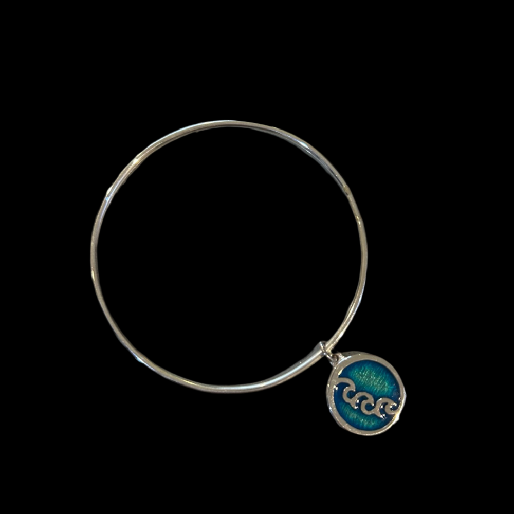 Sterling Silver Seascape Charm Bangle - SSBA11