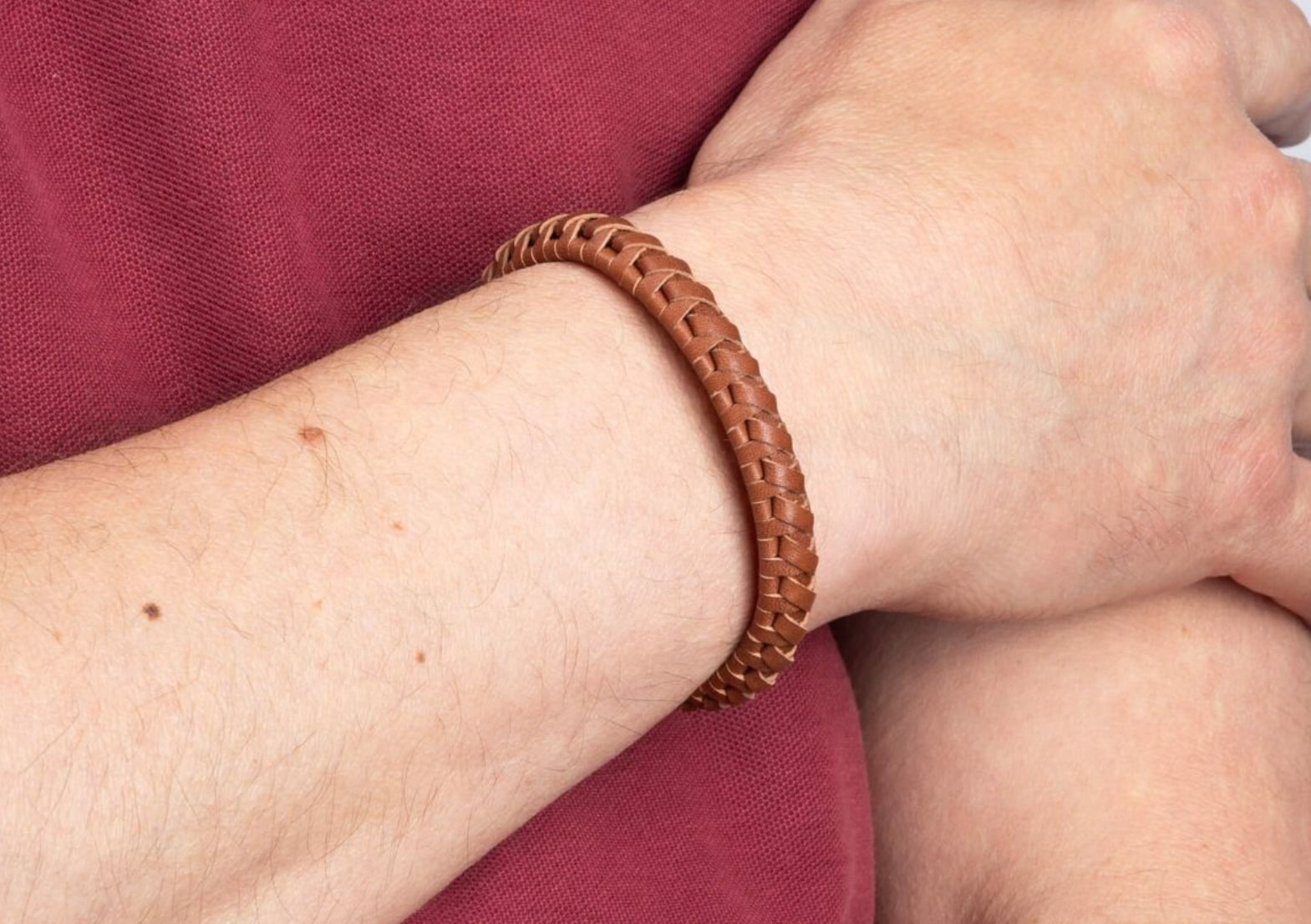 Fred Bennett Brown Leather Bracelet with Steel Buckle -