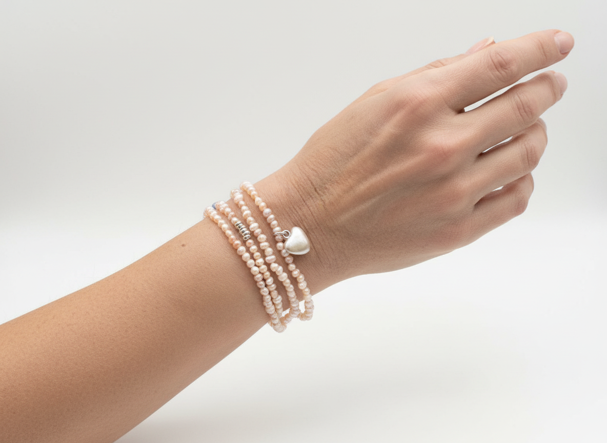 Fashion Jewellery Peach Colour Freshwater Pearl Necklace/Bracelet.