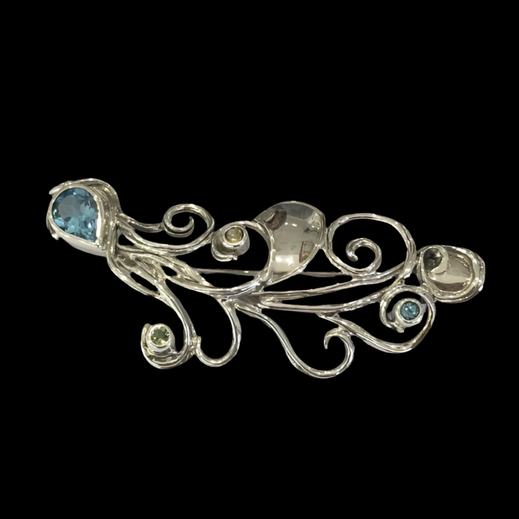 Sterling Silver Gemstone Brooch M457