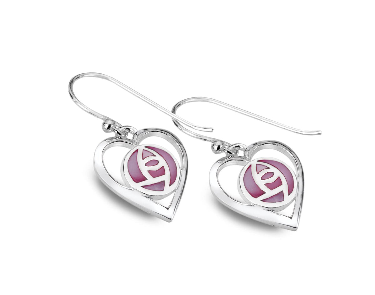 Silver and MOP Mackintosh Drop Heart Earrings-6116sea gems
