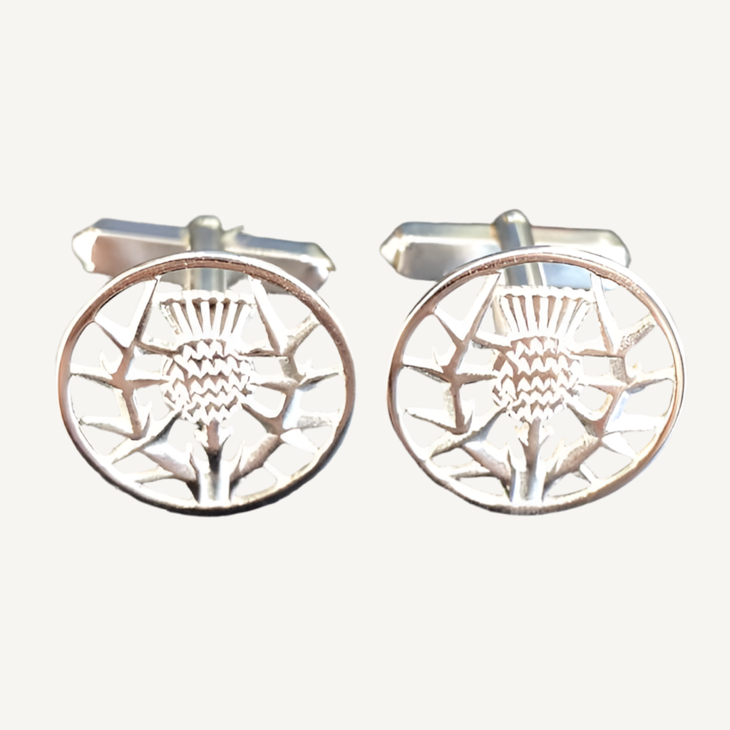 Shetland Silver Thistle Cufflinks - C422-Ogham Jewellery