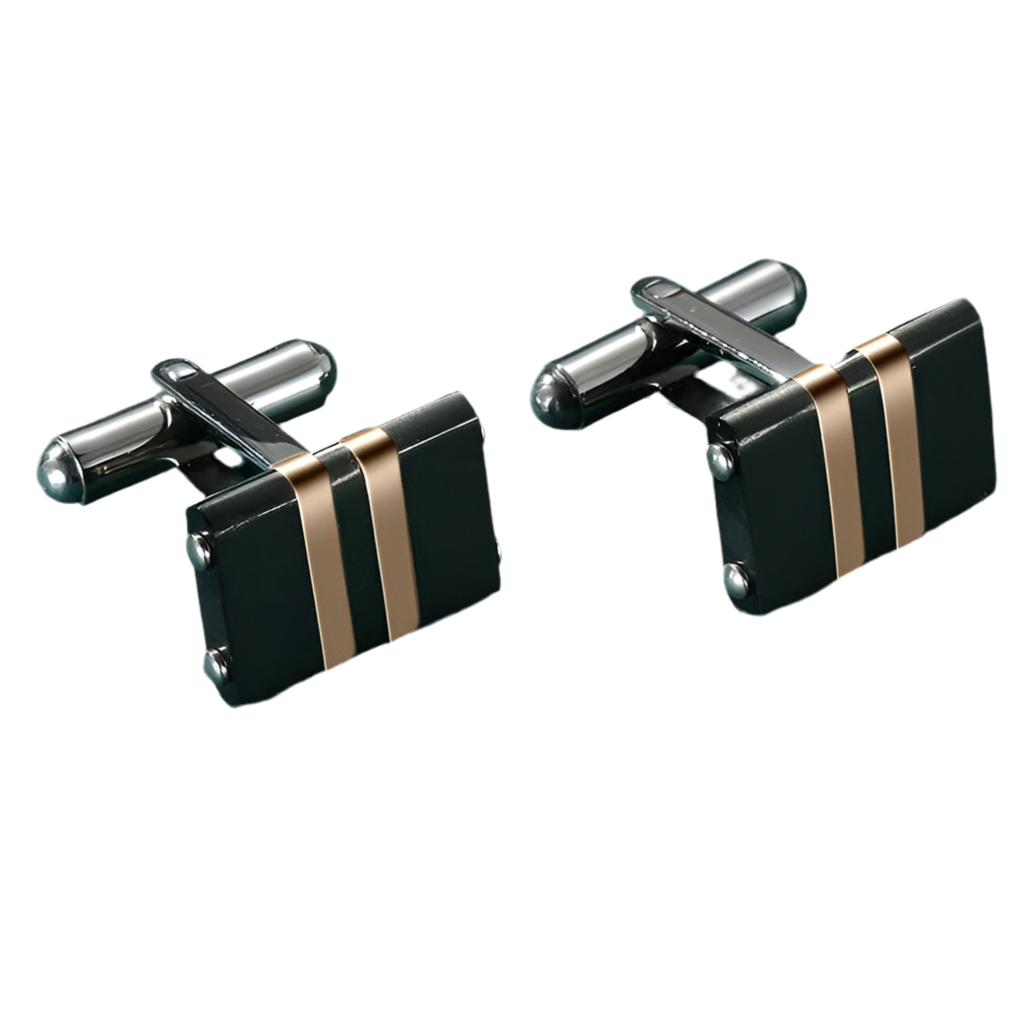 Black and Gold Colour Stainless Steel Cufflinks - A00017