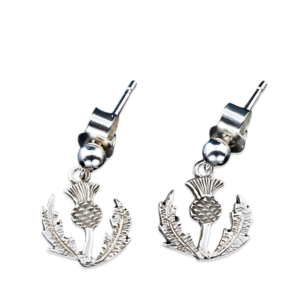 Sterling Silver or Gold Thistle Earrings - E32 Shetland