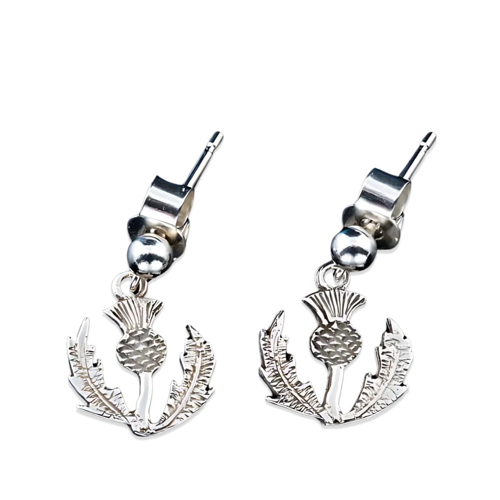 Sterling Silver or Gold Thistle Earrings - E32 Shetland
