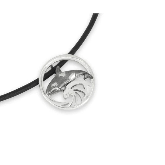 Orca Sterling Silver and Leather Pendant - Small or Large - 12160