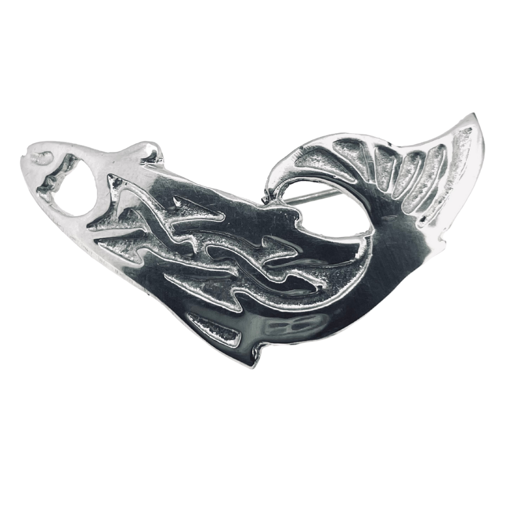 Scottish Made  Pewter  Brooch. Salmon 48 Pewtermill