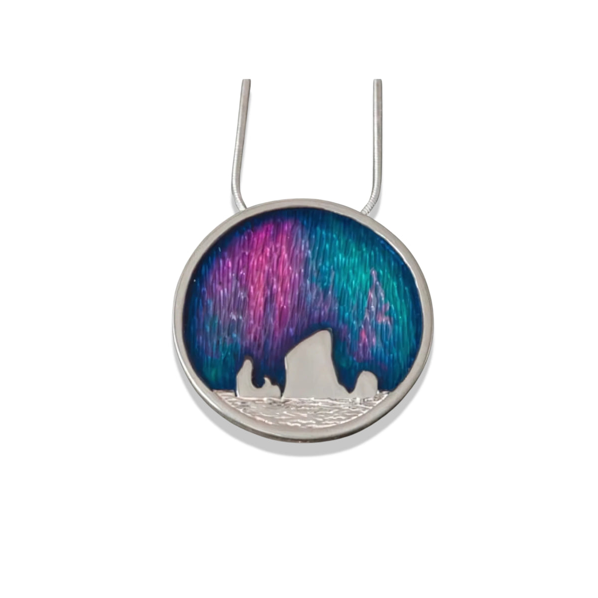 Mirrie Dancers Large Round Pendant Silver or 9ct Yellow Gold - MDP30 Shetland