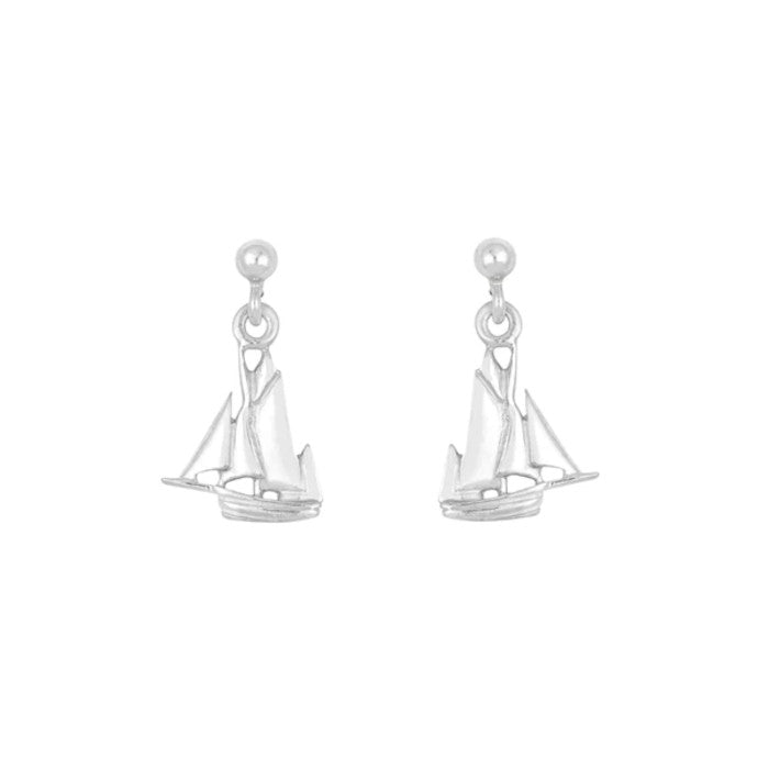 Tall Ships Silver Drop Earrings - 13149