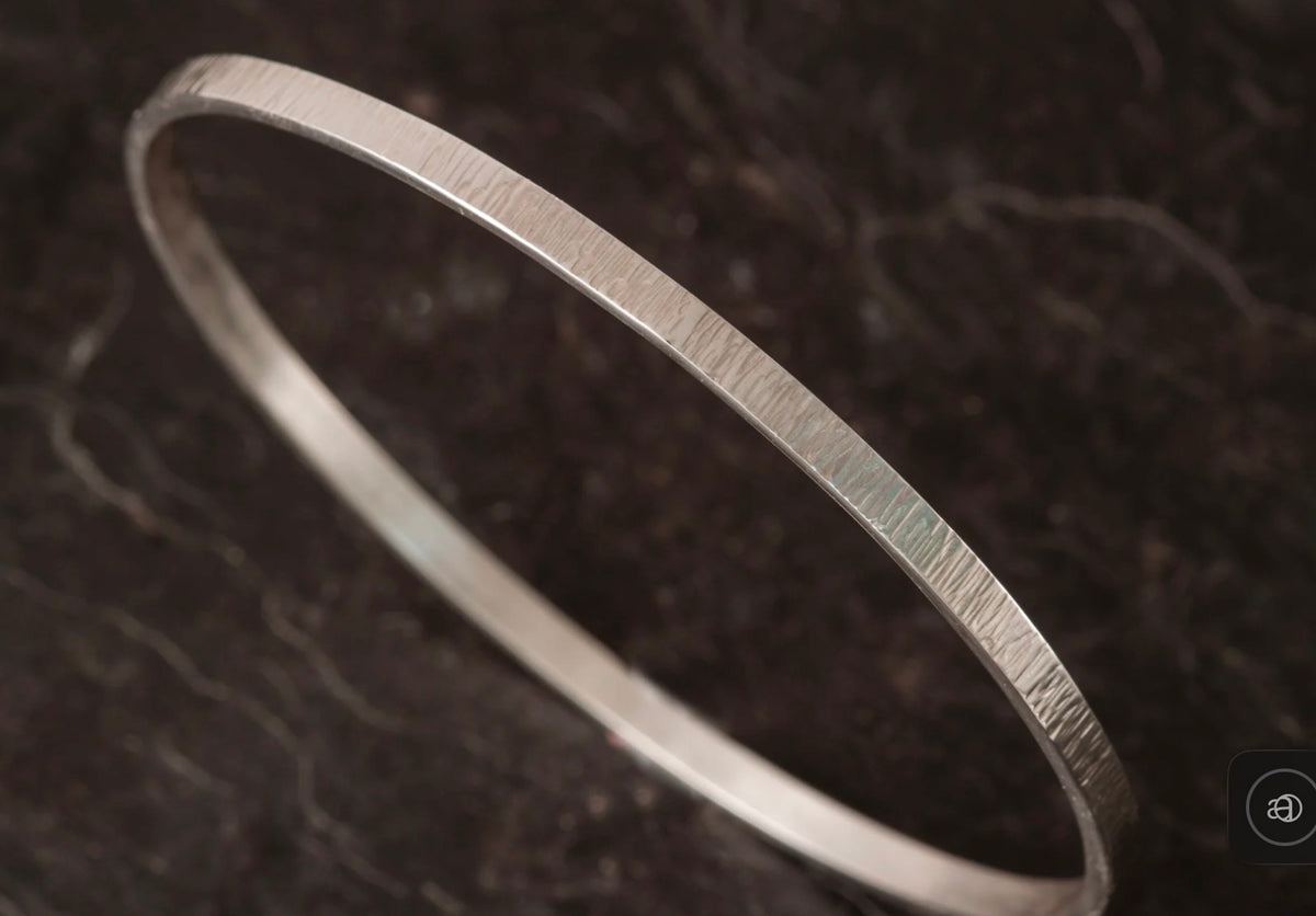 Sterling Silver Textured Bangle - BA02 Shetland