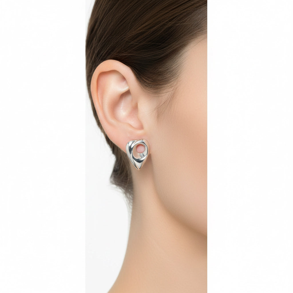 Crest Sterling Silver Stud Earrings - 14117_1 Aurora