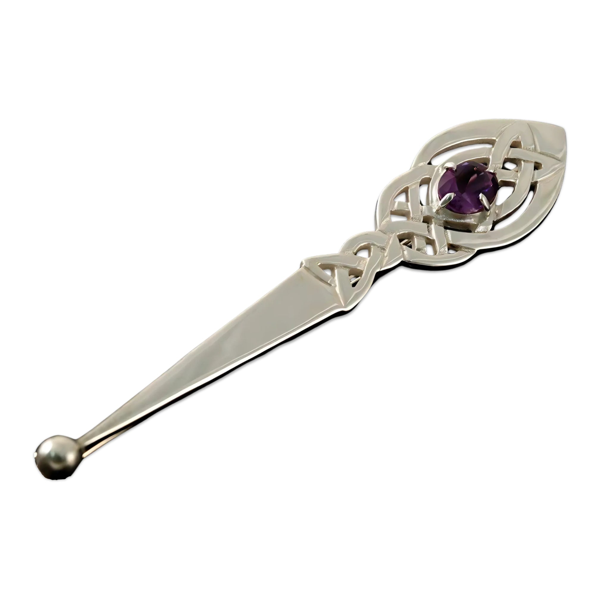 Silver Or Gold Amethyst Celtic kilt Pin - K8-s-a